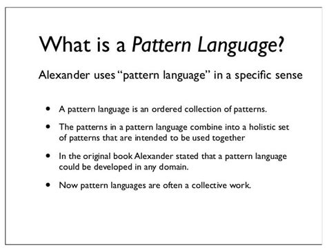 a pattern language list of patterns