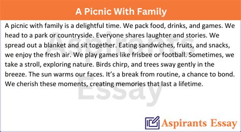 A Picnic Day Paragraph