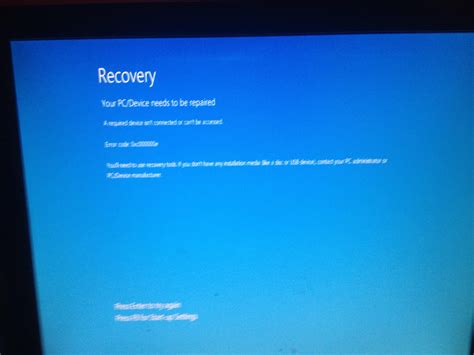 Help! error code 0xc00000e a required device isn't connected or cant be