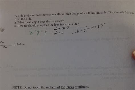 A Slide Projector Needs To Create A 98Cm