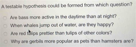 a testable hypothesis could be formed from which question