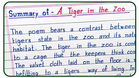 a tiger in the zoo summary
