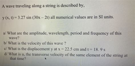 Solved 2. A Transverse Wave Travels To The Right Along A