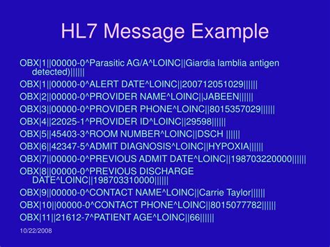 a08 hl7 message type