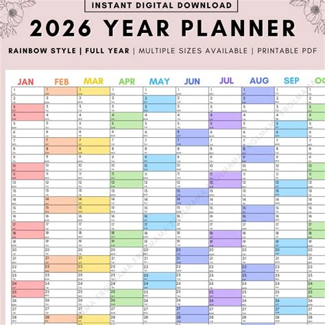 A4 Printable Year Planner