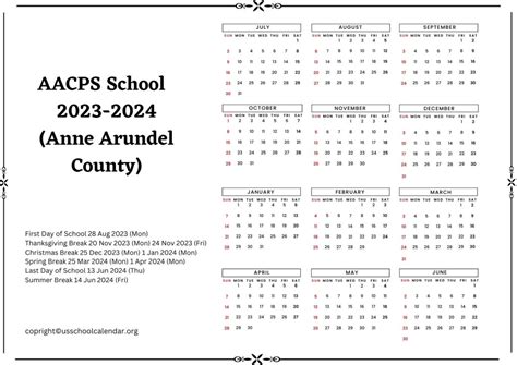 aa county school calendar 2023/2024