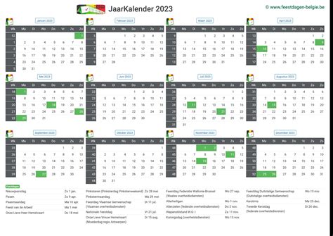 aantal werkdagen per maand 2023 belgie