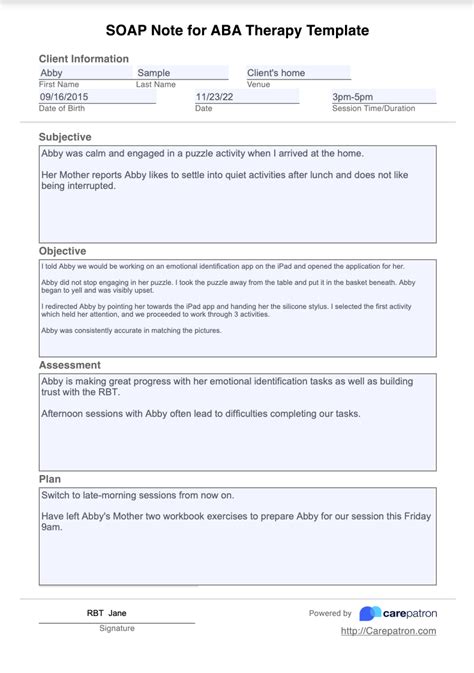 aba soap notes examples pdf