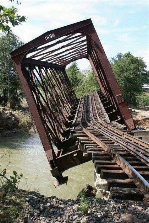 abandoned train on bridge