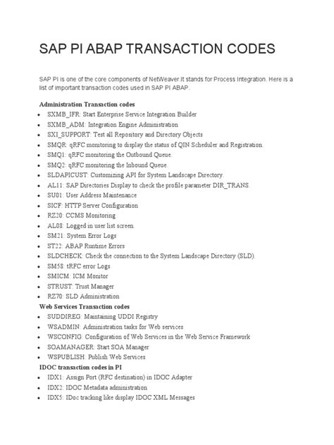 abap transaction codes