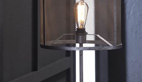 Lampe à poser abatjour grillagé métal gris 40x15x33cm