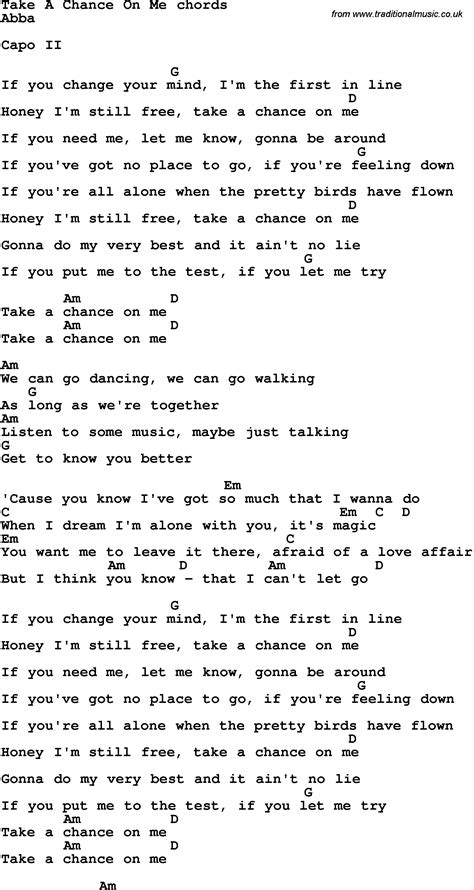 abba take a chance on me songtext