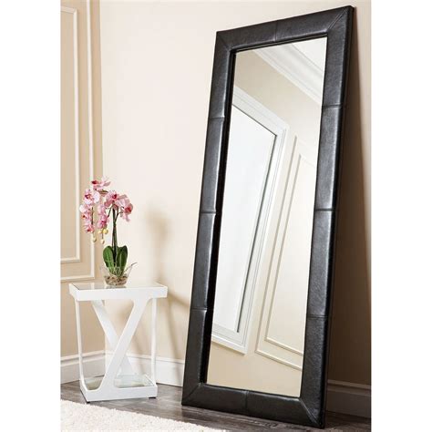 home.furnitureanddecorny.com:abbyson living delano black leather floor mirror