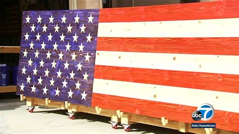abc/socal strong i e woodworker makes flags into works of art
