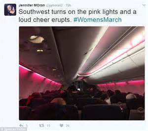 abc/southwest flight turns cabin lights pink for womens march on washington