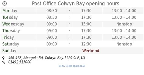 abergele post office opening times