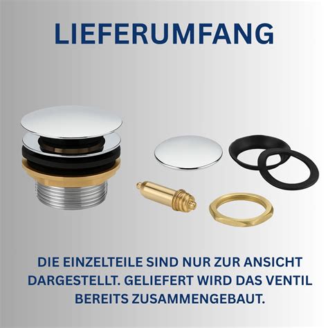 Popup Ablaufgarnitur Messing mit Überlauf für Waschbecken Schwarz Rund