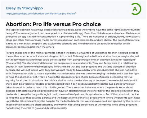 abortion pro choice essay