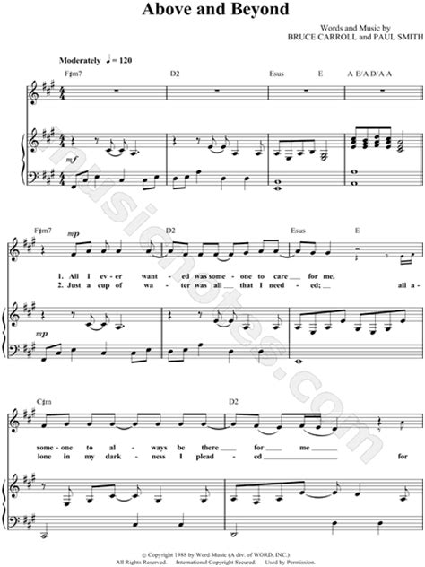 above and beyond sheet music