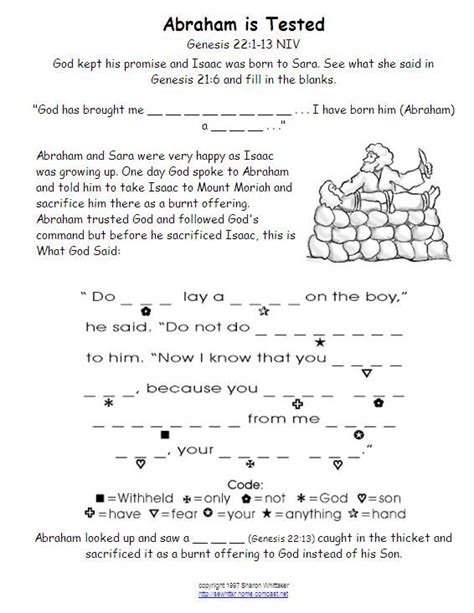 Abraham And Isaac Activity Sheets