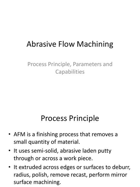 Abrasive Flow Machining Process Parameters