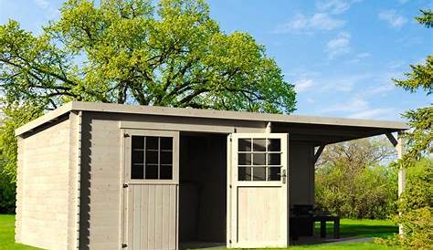 Abri de jardin bois toit plat + auvent 18,31 m² Ep. 28 mm