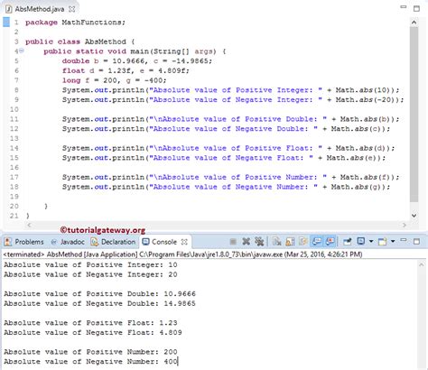Abs Value Java Function