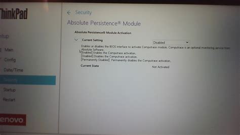 absolute persistence module lenovo disable