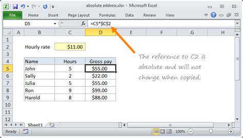 Absolute Reference Excel