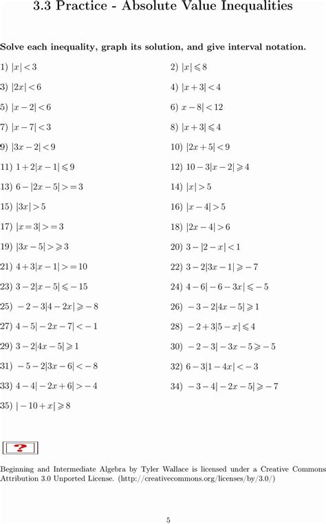 absolute value equations worksheets pdf