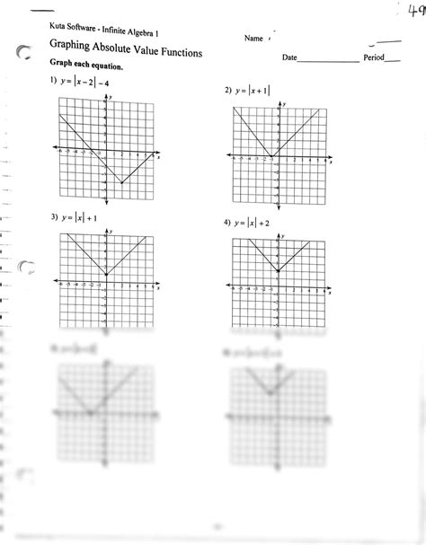 Absolute Value Function Answer Key
