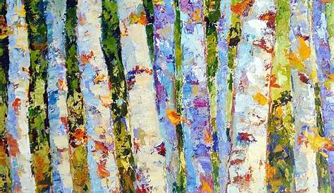 "Whispering Leaves" Acrylic painting Aspen Abstract tree