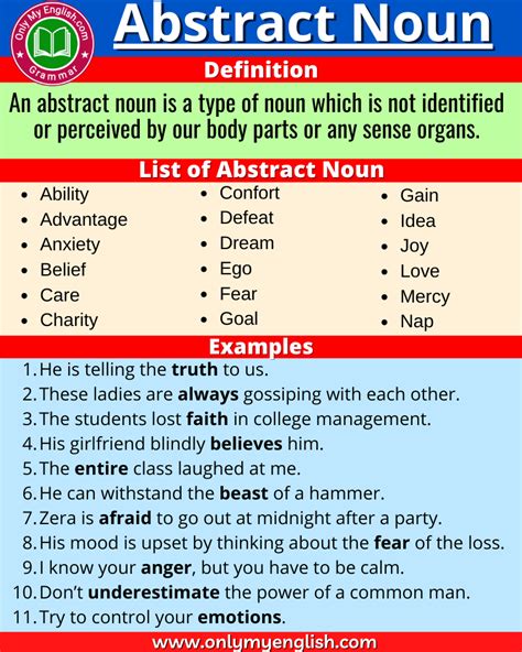 abstract noun meaning and examples