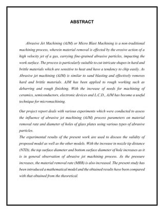 Abstract Of Abrasive Jet Machine