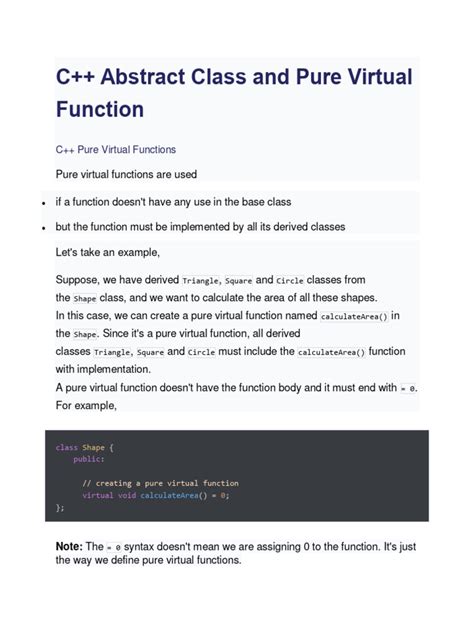 Abstract Virtual Function C++