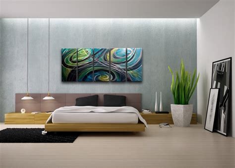 Abstract wall art in a bedroom