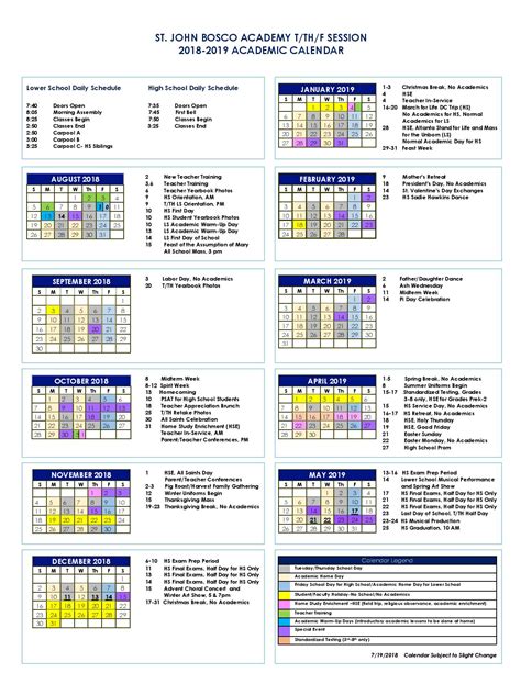 Academic Calendar St John&#039;s University
