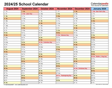 Academic Calendar Template 2024-25