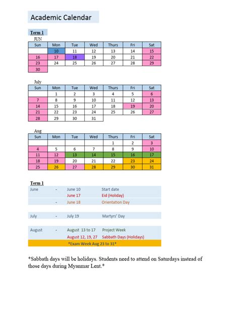 Academic Calendar Guide