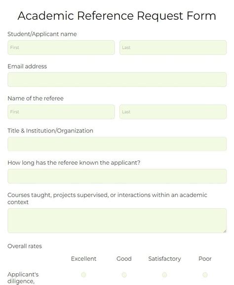 Academic Reference Request Template