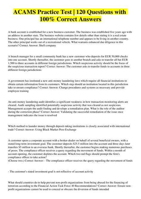 acams practice test free