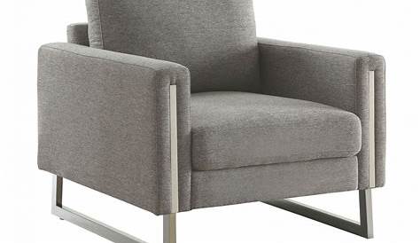 Accent Chair With Chrome Metal Legs Cimarosse Contemporary Gray Toned