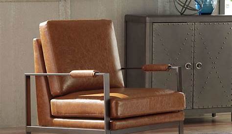 Accent Chairs Brown Faux Leather Pulaski Barrel Chair Medium Amazon ca