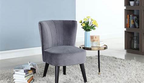 Contemporary Small Space Accent Chair with Pleated Backrest, Grey