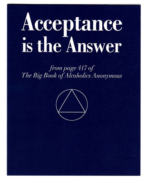 Acceptance Was the Answer Alcoholics Anonymous AA Big Book Etsy