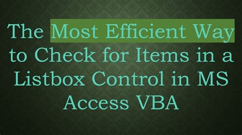Access Vba Check If Listbox Is Empty