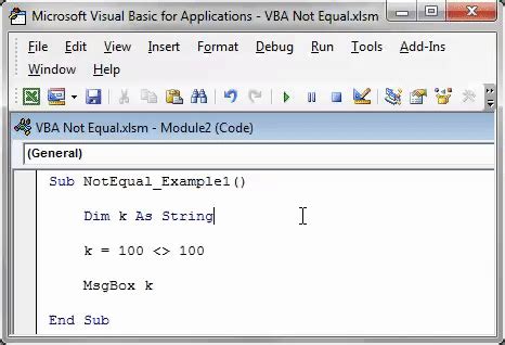 Access Vba Not Equal Operator