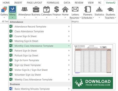 Accessing Excel Template Gallery