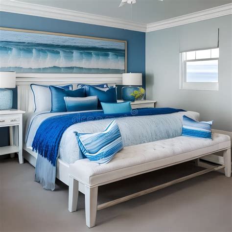 accessorize with blue-themed artwork bedroom