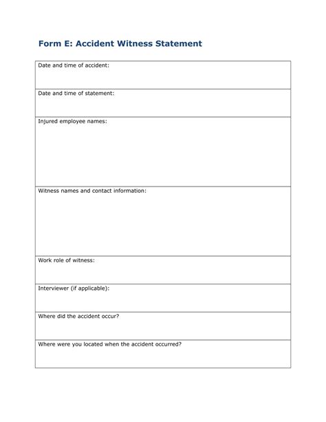 Accident Witness Statement Template Word